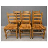 6- VINTAGE OAK LADDER BACK CHAIRS