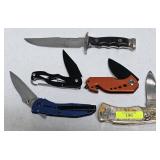 LOT OF 5- ASST. FOLDING & FIXED BLADE KNIVES
