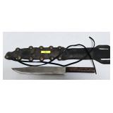 CUSTOM VINTAGE 15' WOOD HANDLE KNIFE W/ SHEATH
