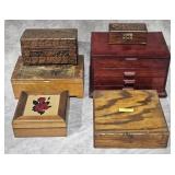 LOT OF 6- ASST. WOODEN JEWELRY BOXES