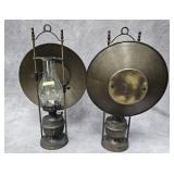 PAIR OF 20.5' BRASS SURGEONS OIL LAMPS
