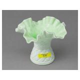 6' FENTON GLASS MIST GREEN VASE