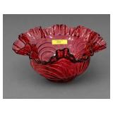 9' FENTON GLASS CRANBERRY BOWL
