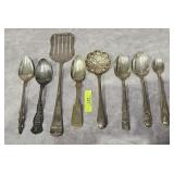 LOT OF VINTAGE SILVERPLATE SPOONS & SERVING ITEMS