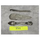 3- STERLING SILVER BOOKMARK & TIE CLIPS, 19 GRAMS