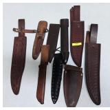 LOT OF 10- ASST. LEATHER KNIFE SHEATHS