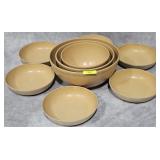 9- VINTAGE ELLINGERS AGATIZED WOOD BOWLS
