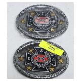 PAIR OF 4' CSA PEWTER BELT BUCKLES