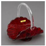 11' FENTON GLASS RUBY BASKET