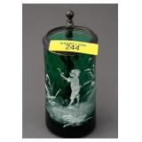5' MARY GREGORY STYLE PAINTED GLASS CREAMER