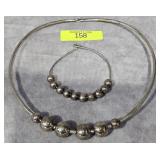 BEADED SILVER COLLAR NECKLACE W/ BRACELET