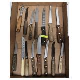 TRAY LOT OF ASST. KNIVES AND CUTLERY