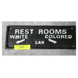 8' CAST IRON L&N RESTROOM SIGN