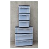 2- SETS OF 3- DRAWER PLASTIC STORAGE CONTAINERS