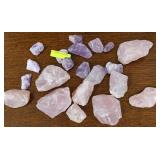 21- ASST. AMETHYST AND ROSE QUARTZ ROCK CHUNKS
