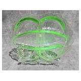 12' CAMBRIDGE VASELINE GLASS SECTIONAL DISH