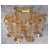 9-PC. IRIS & HERRINGBONE PITCHER SET