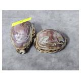 PAIR OF VINTAGE 3' HAND CARVED SHELLS