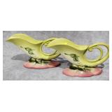 PAIR OF 14' HULL POTTERY WOODLAND CORNUCOPIAS