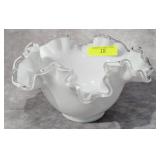7' FENTON GLASS SILVER CREST BOWL