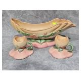 HULL WOODLAND 'GLOSS' CONSOLE BOWL& CANDLES