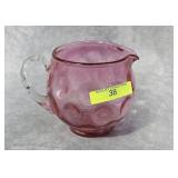 VINTAGE 5' CRANBERRY COIN DOT GLASS PITCHER