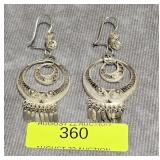 PAIR OF 2' STERLING SILVER DANGLE EARRINGS