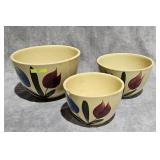 3- PC. VINTAGE WATT POTTERY TULIP BOWL SET