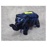 7.5' COBALT GLASS LIDDED ELEPHANT