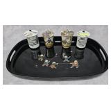 4- JAPANESE KUTANI TEACUPS W/ TRAY