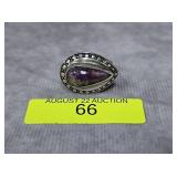 STERLING SILVER PURPLE TURQUOISE RING, SZ-8