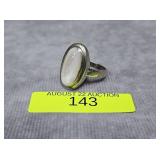 STERLING SILVER PINK MOONSTONE RING, SZ-11