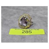 STERLING SILVER ~6CT AMETHYST RING, SZ-6
