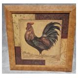 24' X 24' FRAMED ROOSTER PRINT ON BOARD