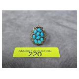 STERLING SILVER TURQUOISE RING, SZ-6