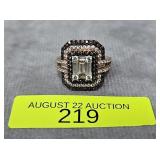 STERLING SILVER CZ ENGAGEMENT RING, SZ-5