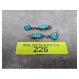 PAIR OF 1' STERLING SILVER TURQUOISE EARRINGS