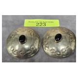 PAIR OF 1.5' STERLING SILVER ONYX EARRINGS
