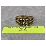 10K YELLOW GOLD MULTI-GEMSTONE RING, SZ-9