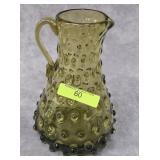 6' VINTAGE EMPOLI GLASS HOBNAIL PITCHER