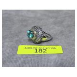 STERLING SILVER TOPAZ & IOLITE RING, SZ-8