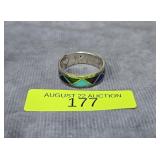 STERLING SILVER GEMSTONE BAND, SZ-9