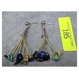 PAIR OF STERLING SILVER GEMSTONE DANGLE EARRINGS