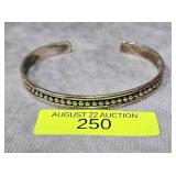 STERLING SILVER BEADED CUFF BRACELET, 13 GRAMS