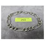 9' STERLING SILVER FIGARO BRACELET, 27 GRAMS