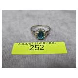 STERLING SILVER ~1CT BLUE TOPAZ RING, SZ-7