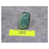 BOLD STERLING SILVER TURQUOISE RING, SZ-7