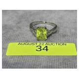 STERLING SILVER ~1CT PERIDOT RING, SZ-8