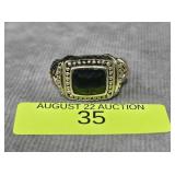 STERLING SILVER BLACK ONYX RING, SZ-10