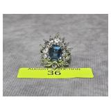 STERLING SILVER ~2CT BLUE TOPAZ RING, SZ-7